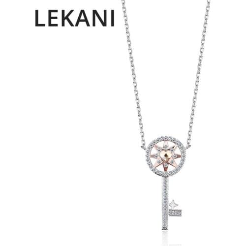 New Heart Shape Key Pendant Necklace Crystals From Swarovski Romantic Gold Color Jewelry For Women Engagement Christmas Gifs