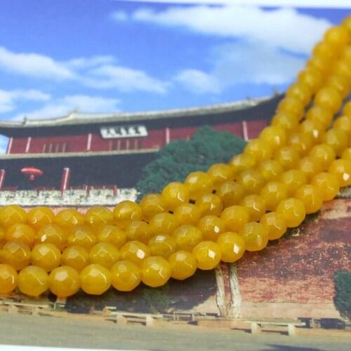 Wholesale!Faceted 6mm yellow chalcedony round loose beads 15inches DIY handmade women jewelry making design gifts