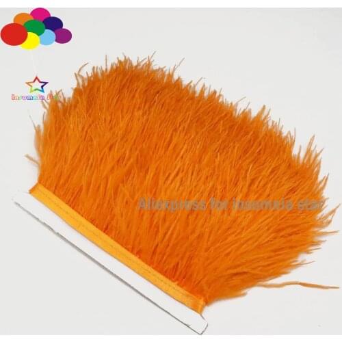 Orange ostrich feather trimming fringe 3-6 inch width for crafts weddings sewing