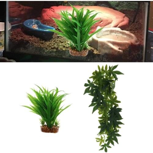 2xPlastic Terrarium Leaves Plant Decorative Ornament For Reptiles Amphibians
