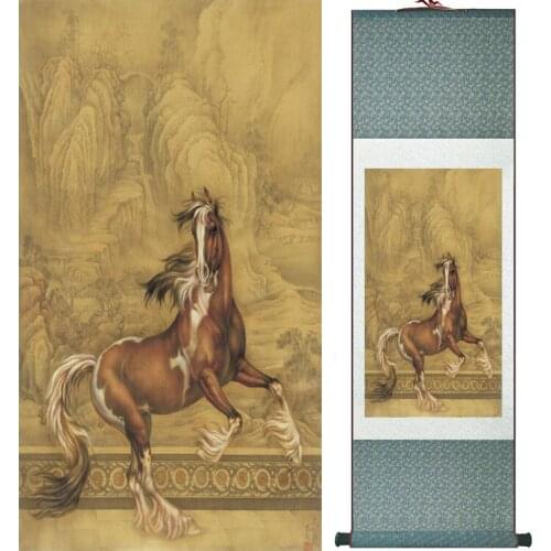 Traditional Chinese art painting Horse art painting Silk scroll art painting Horse painting 042005
