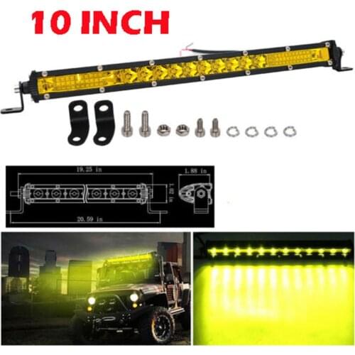 78W Light Bar 10-Inch Ultra-Slim 26LED Light Bar Yellow Combo Spot Beam Waterproof For ATV Car