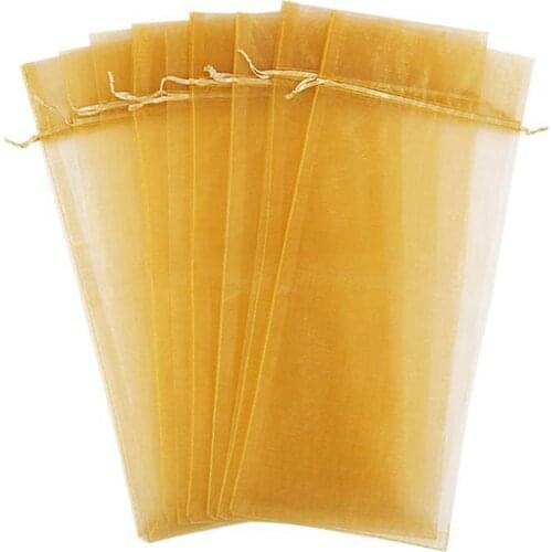 Uclio Packaging Organza Wine Bag, Transparent Mesh Bottle Gift Bag, Wine Cover with Christmas Drawstring Dress (Gold,30Pcs)
