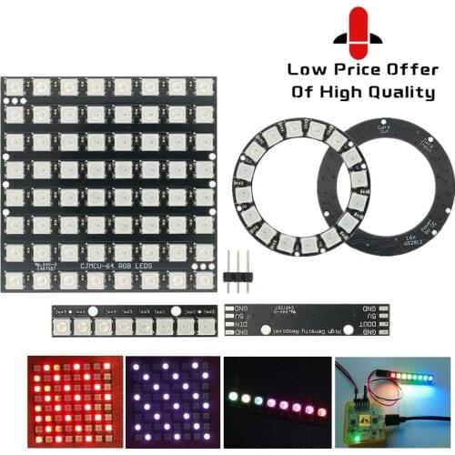 WS2812 module 8 Bit/12 Bit/16 Bit/ 64 Bit 5050 RGB LED full-color built-in driving lights Round LED Ring board Electronic DIY