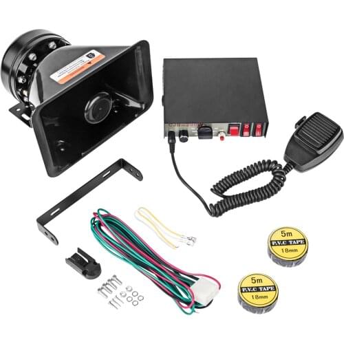 YHAAVALE 200W Car Police Siren,CJB9 tone Wired Amplifier,Black Square Speaker,Electronic Emergency Warning PA System for Vehicle