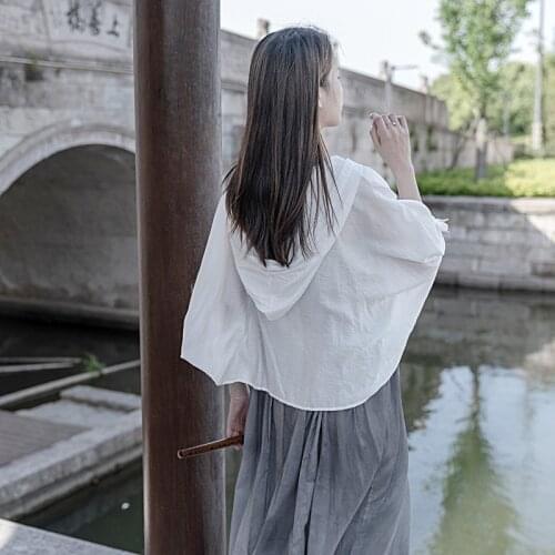 Women Summer Sunscreen Hooded Jacket Ladies Loose Solid Color Coat Outerwear Female 2021 Thin Tops