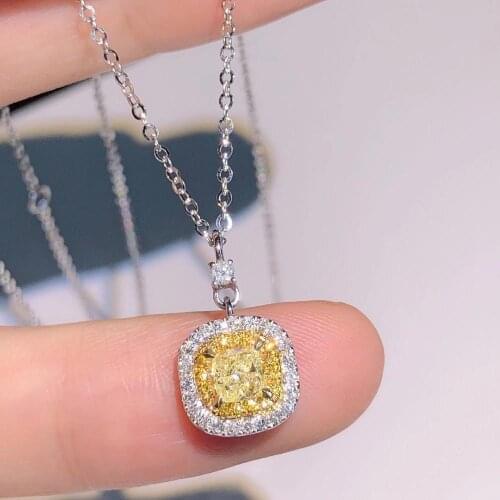 H810 Fine Jewelry 18K Gold AU750 G18K Natural 100% Nature Yellow Diamond 0.362ct Pendant Gemstone Necklaces for Women