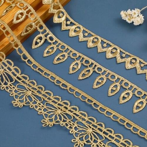 Zsbszc 2 yards Width 0.8-3.5CM sewn gold lace trim braid lace DIY garment accessories macrame embroidery lace JDB26 JDB32 JDB36