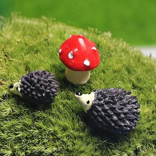 1/3/10pcs Moss Micro Landscape Ornaments Hedgehog Mushroom Small Ornament Home Decoration Accessories Fairy Garden Miniature