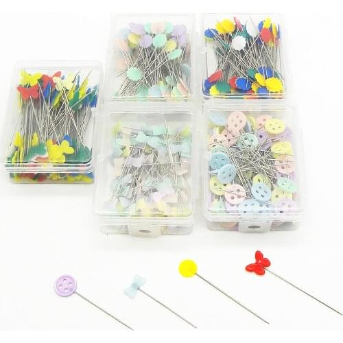 1 Pack Plastic Flat Head Quilting Pins Patchwork Pins Flat Head Dressmaking Sewing Tool Needle Mixed Color DIY Sewing Needles