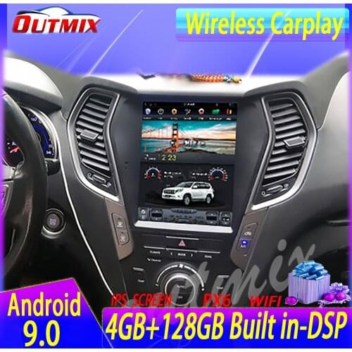 128G Android 9.0 For Hyundai IX45 Sante Fe 2013-2019 Tesla Style Car GPS Navigation HeadUnit Multimedia Player Auto Radio Stereo