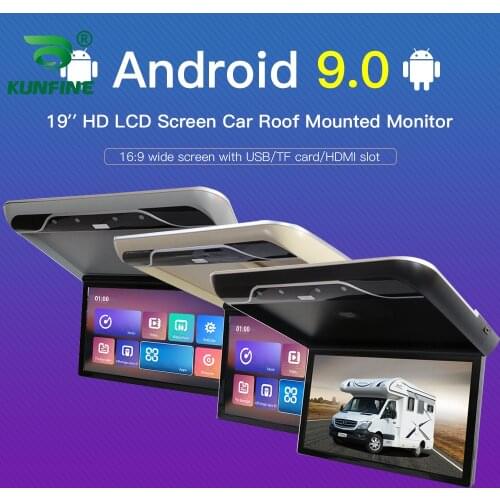 19 inch Display digital screen Android 9.0 Car Roof Monitor LCD Flip Down Screen Overhead Multimedia Video Ceiling Roof mount