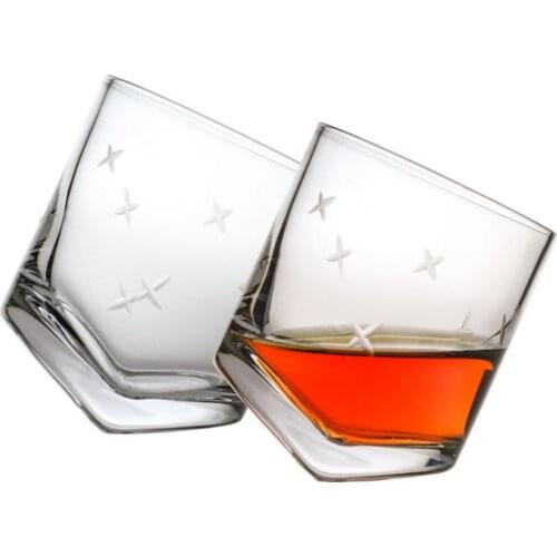 200-300Ml Creative Carved Whiskey Cup Scottish Dessert Wine Glass Inclined Vodka Cherry Blossom Sake Spirit Glass Drinking Set