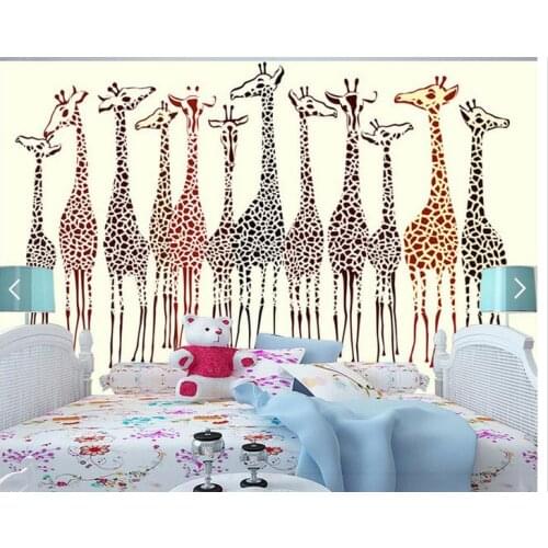 3d wallpaper custom 3d wall murals wallpaper Children murals Simple cartoon mural giraffe background wall living room decoration