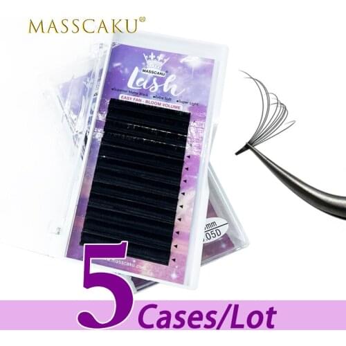 5case/lot High quality easy fanning russian C D curl eyelash extensions faux mink 0.05 0.07mm length easy fanning volume lashes