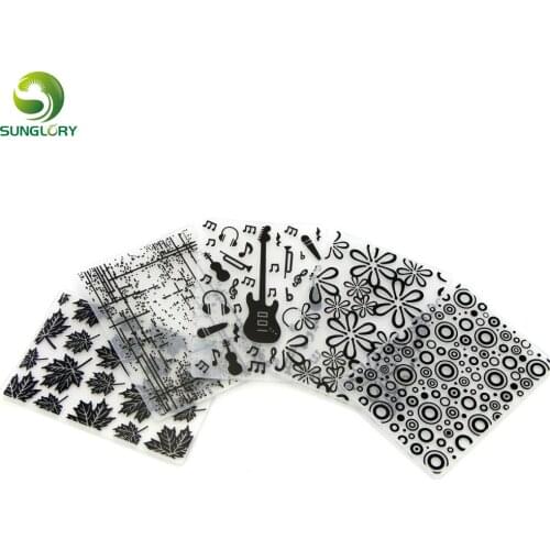 5PCS Guitar Texture Mat Leaves Dot Round Flower Texture Sheet Set Sugar Craft Decoration Cookie Fondant Cake Mold Baking Tools