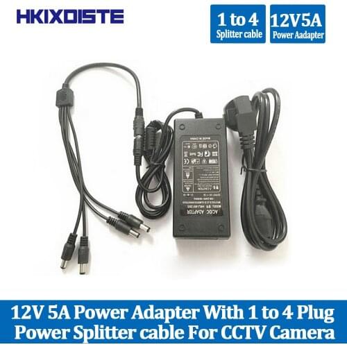 Power Adapter for Led Strip DC 12V 5A Voltage Transfomer with EU US UK AU Plug Power Supply Led Driver and 1 to 4 DC Power CCTV