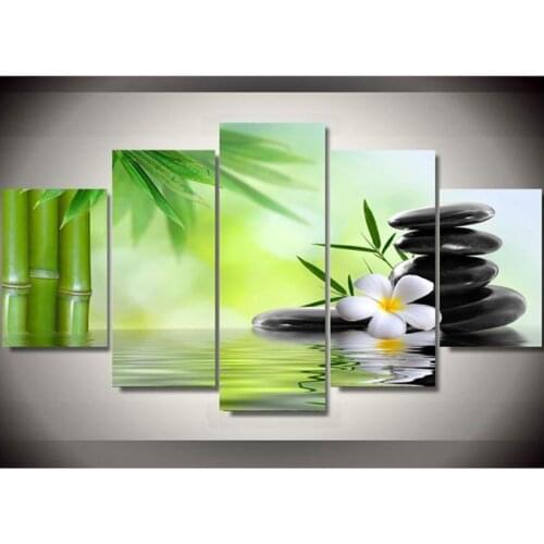 Diamond Picture Of Rhinestone Full circle/square Diamond Painting 5 Pieces diamond Embroidery Flower Buddha Bamboo Living decor