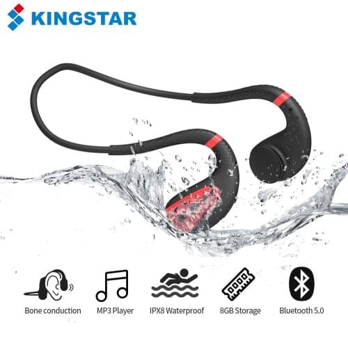 KINGSTAR Bone Conduction Bluetooth Earphone 8GB MP3 Music Player Waterproof HD Sports Headset Headphone For Swimming Diving