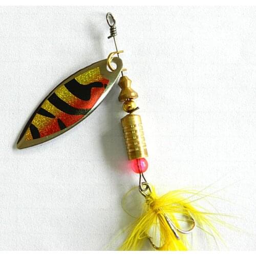 Big Sale 10pcs/lot Metal Spoon Spinner Fishing Lure Hard Fake Bait Artificial Feather Hook Noise Fishing Tackle (SP030) 6g