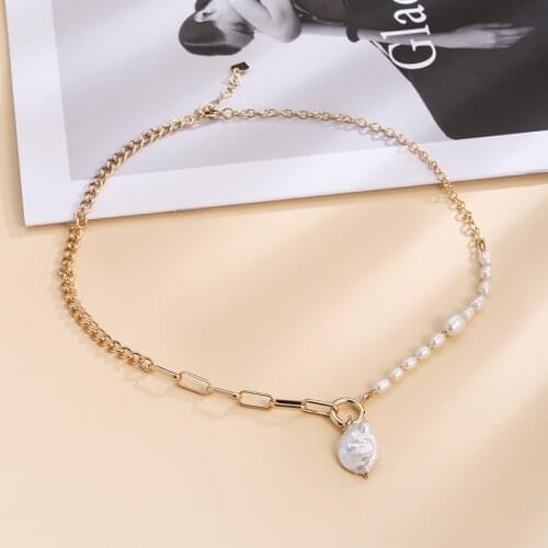Dorado New Natural Freshwater Pearl Pendant Necklaces For Women Gold Color Link Chain Simple Fashion Wedding Jewelry Accessories