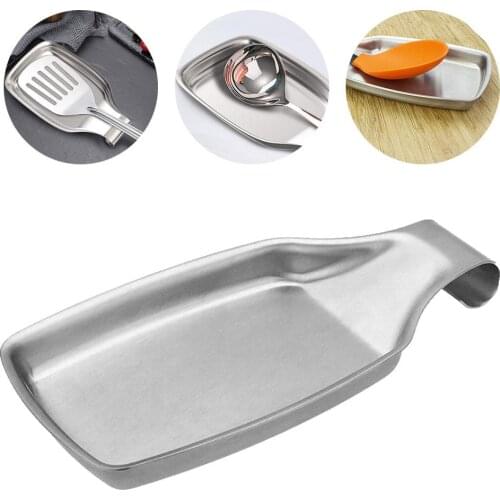 Thicken Stainless Steel Soup Rice Spoon Scoop Holder Pad Tray Mat Kitchen Tool Kitchen Utensils kitchen dishes
