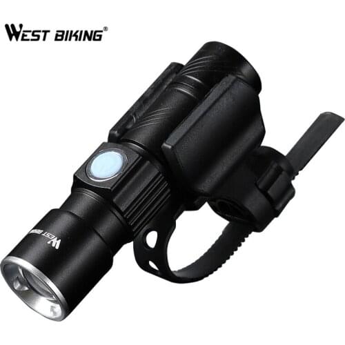 WEST BIKING Bicycle Light USB Charging LED Bike Front Flashlight Stretch Zoom 200m Anti-slip Waterproof Bike Lamp Cycling Light