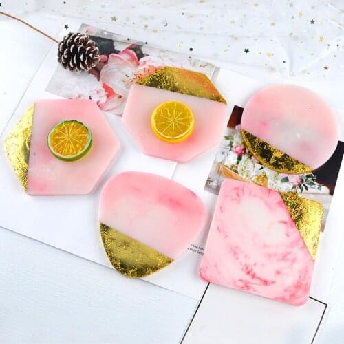 Resin Coaster Tray Mold Shiny Crystal Cup Holder Epoxy Silicone Casting Mould DIY Craft Home Decor Jewelry Making Tools