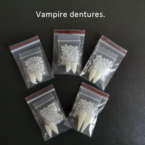Vampire Teeth Fangs Resin Halloween Props DIY Teeth Plus Glue for Teeth Props Cosplay Environmentally Friendly Vampire Party