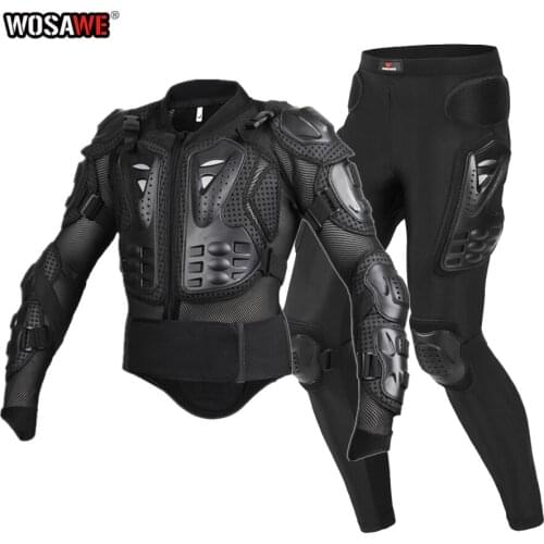 WOSAWE Motorcycle Jacket suit Full Body Protective Jacket Motocross Downhill Racing Back Protector Jacket and Pants MTB set