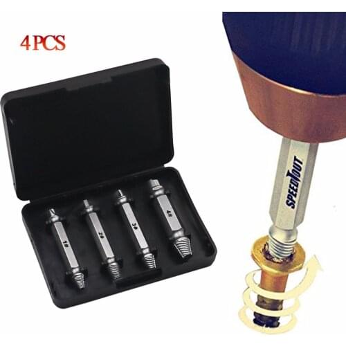 Damaged Screw Extractor Tool Set Removes Stripped Screws and Damaged Bolts 4pcs SpeedOut Damaged Screw Extractor