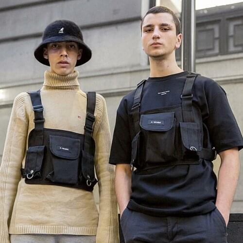 Unisex Chest Rig Hip Hop Streetwear Functional Package Military Tactical Cross Waist Shoulder Bag Cycling Running Vest Pack