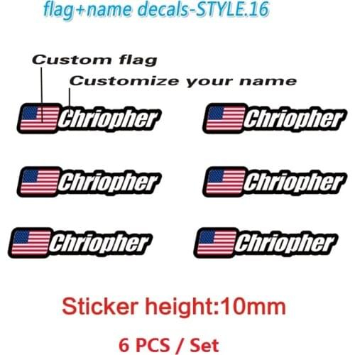 6PCS, National Flag and Name Custom Sticker for Road Bike Mountain Bicycle MTB Frame Rider ID, Cycling Decals Style 16