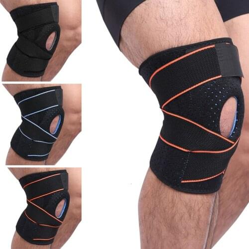 Knee Support Coolfit Quick Dry Silica Gel 4 Spring Stabilizer Sports KneePad Brace Patella Knee Pads Hole Knee Protector