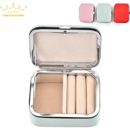 New Style Mini Jewelry Carrier Box Durable Portable Jewelry Box Ring Earrings PU Leather Jewelry Collection Container
