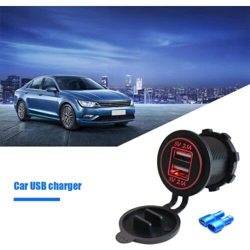 Fireproof ABS 2V 24V Car Charger Cigarette Lighter Socket Touch Button 4.2A Dual USB Car Charger Adapter Recessed
