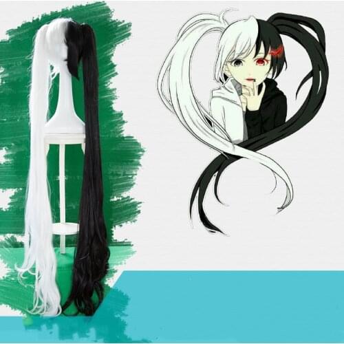Anime Danganronpa2 Monokuma Long Double Tail Cosplay Costume Heat Resistant Synthetic Hair Party Wig +Wig Cap Gift Adults