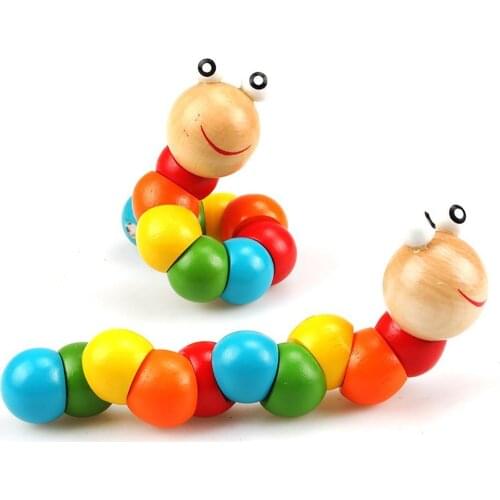 Colorful Wooden Worm Puzzle Kids Early Learning Educational Montessori Development Toys for Children Fingers Games for Children