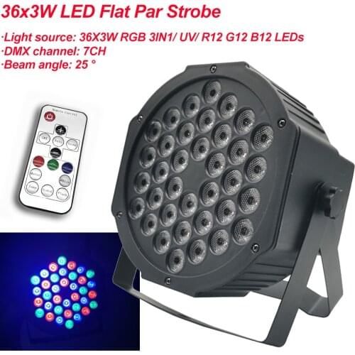 2020 New LED Flat Par 36x3W RGB Color Lighting Strobe DMX For Atmosphere of Disco DJ Music Party Club Dance Floor BAR Darkening