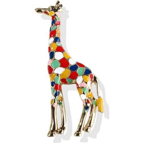 Cute personality giraffe badge brooch jewelry fashion alloy oil drop enamel animal corsage coat sweater accessories pins gift