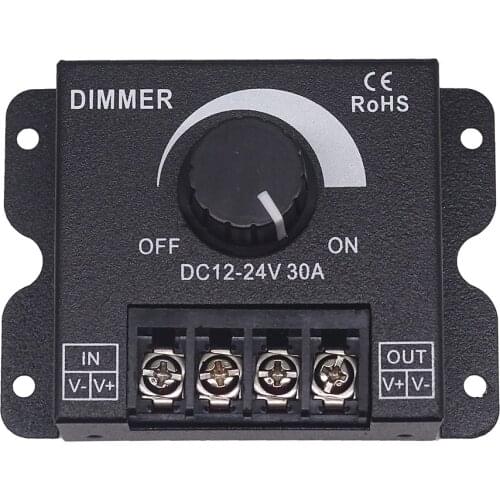 LED Dimmer Adjustable Brightness Lamp Bulb Strip Driver Single Color Light Power Supply Controller 30A DC 12V 24V 360W
