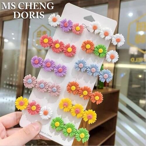 Resin Daisy Flower Hairpins Colorful Flower Headdress Kids Hair Side Bangs Pins Women Hair Clips Hair Accessories