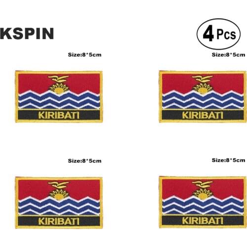 Kiribati Rectangular Shape Flag Iron on Saw on Patches Embroidered Flag Patches National Flag Patches for Clothing