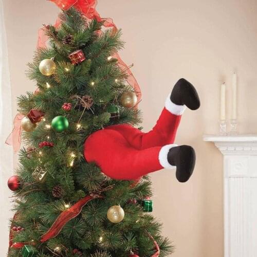 Christmas Tree Decoration Green Prosthetic Leg Plush Door Leg Home Santa Decoration Ornaments Christmas Claus Elf Hanging Z1C6