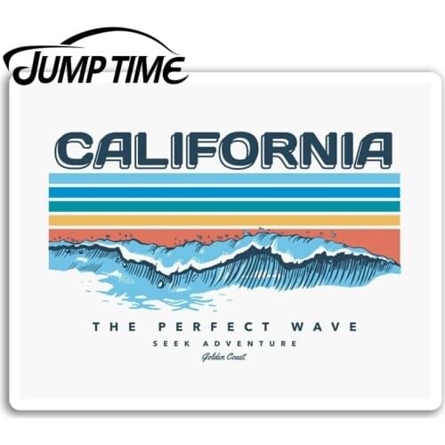 Jump Time for California Vinyl Stickers Surf Surfer USA Cool Sticker Luggage Waterproof Accessories Car Bumper Window Decal