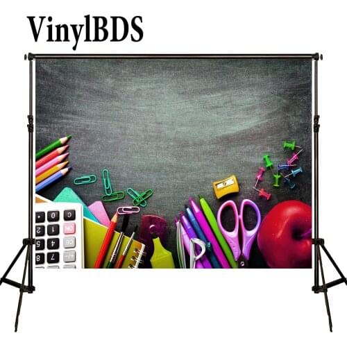 VinylBDS Blackboard Photography Backdrop Children Back to School Backdrops Kids Stationery Student Background for Photo Studio