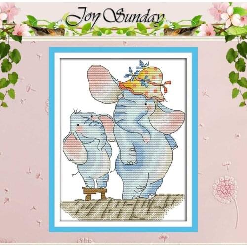 I grow taller elephant counted Cross Stitch 11CT 14CT Cross Stitch Set Wholesale DIY Cross-stitch Kit Embroidery Needlework