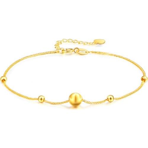 XF800 Real 18K Link Bracelet AU750 Adjustable Chopin Chain Design Pure 24K Gold Ball For Women Wedding Fine Jewelry B543