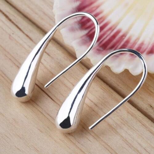 Female Fashion Silver Plated Charm Eardrop Ring Hook Earrings Party Jewelry Gift