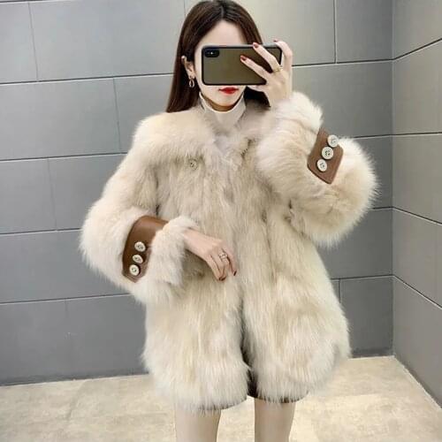 Natural Faux Fox Fur Coat Women Winter natural fur Vest Jacket Fashion slim Outwear Fox Fur Vest Coat Fox